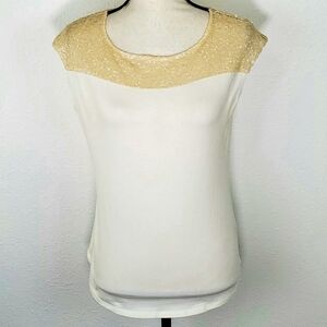 THE LIMITED Cream Sequin Sleeveless Top, size S
